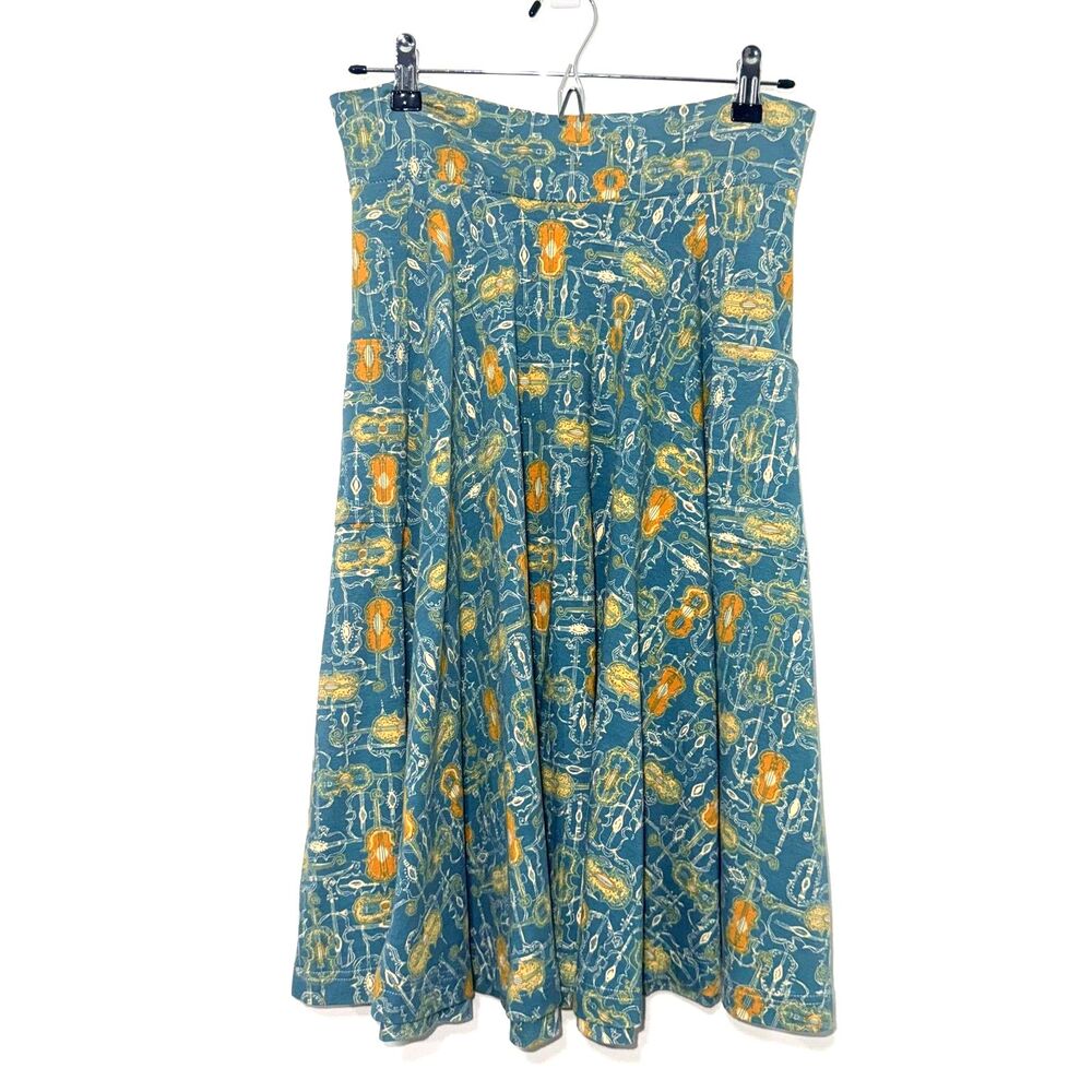 Effie's Heart Novelty Violin Print Sojourn Skirt - Blue L